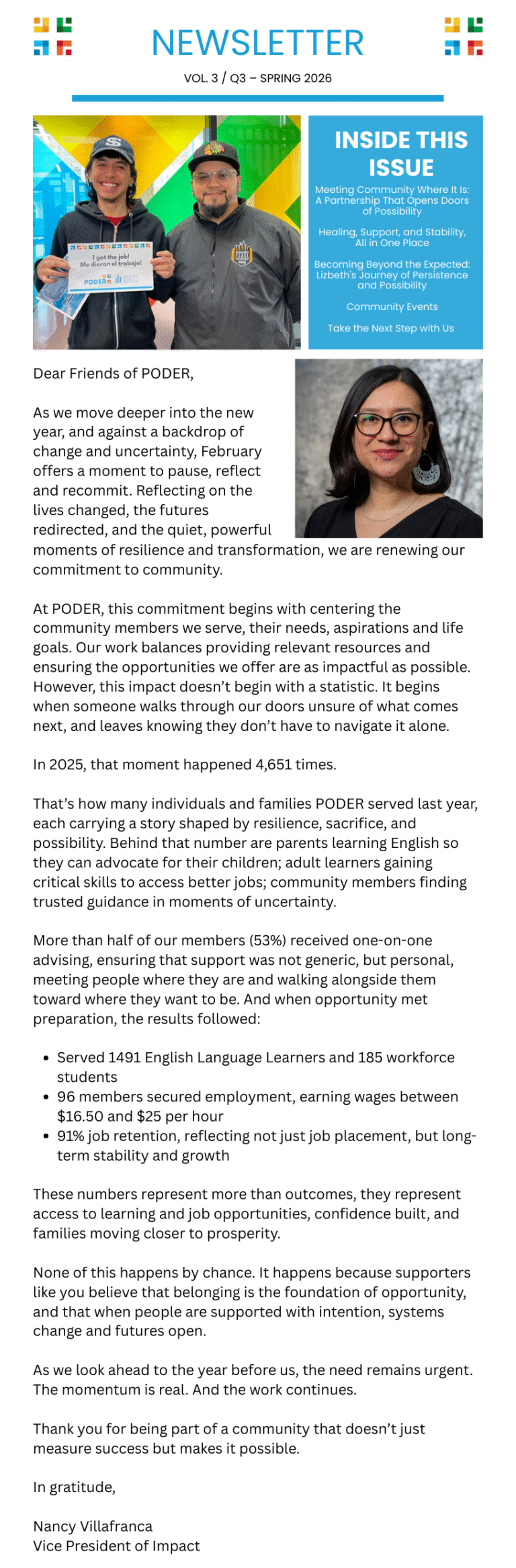 Er Newsletter Spring Newsletter 2026 - PODER